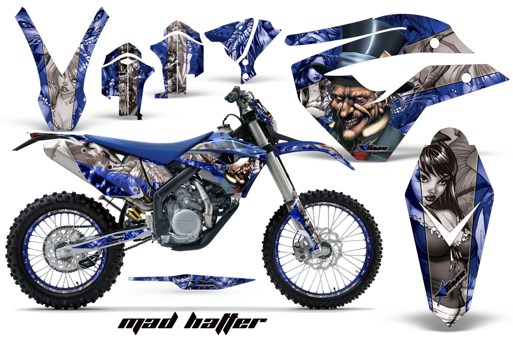 Husaberg FE570 Enduro 2010 Graphics Kit MadHatter BlueSilverstripe NPs